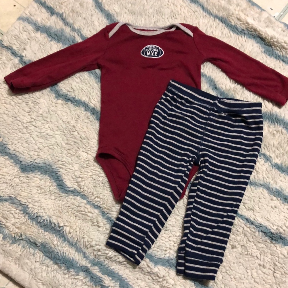 Carters football long sleeve shirt and pants set